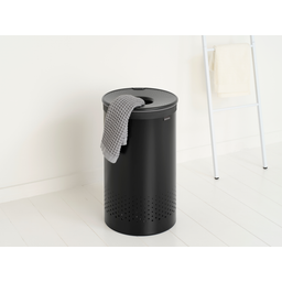 Corbeille à Linge 35 Litres avec Couvercle en Plastique - Matt Black